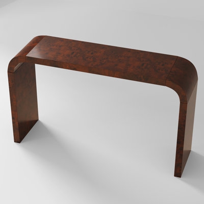 Console Table Waterfall Edge Burl Wood Grain Curved Corners Entryway Accent