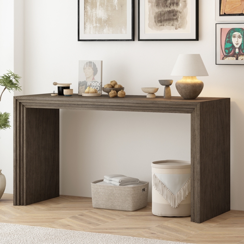 Console Table Waterfall Silhouette Tiered Edges Minimalist Wood Style