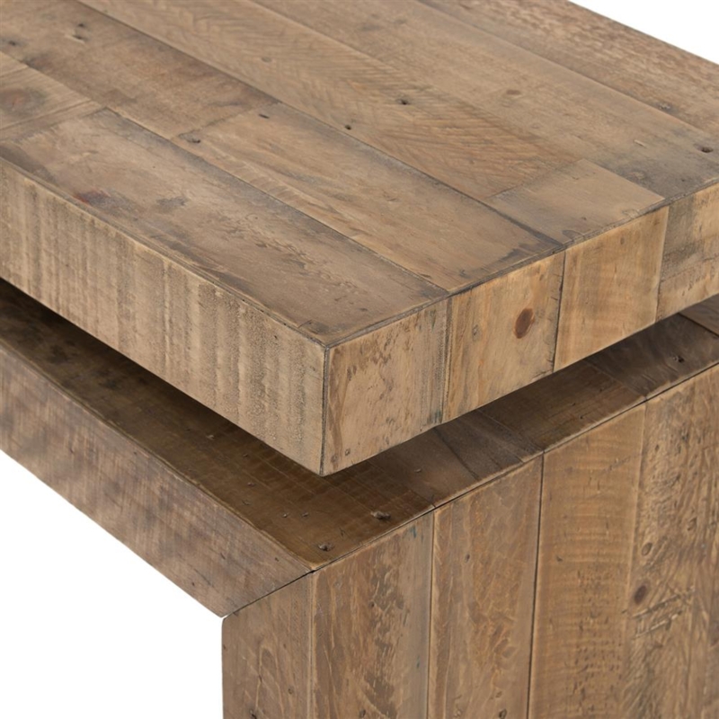Console Table Weathered Finish Thick Plank Construction