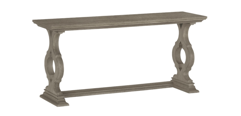 Console Table Weathered Taupe Open Trellis Legs Accent