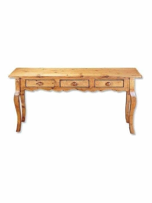 Console Table with Cabriole Legs Scalloped Apron Wood Toned