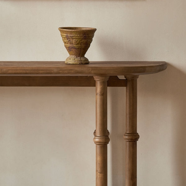 Console Table with Rounded Edge Bamboo Style Legs Organic