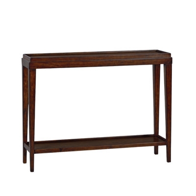 Console Table with Tray Top, Tapered Legs, Dark Brown Finish, Traditional