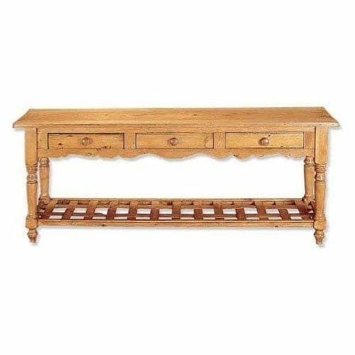 Console Table with Woven Shelf Tavern Style 3 Drawers Honey