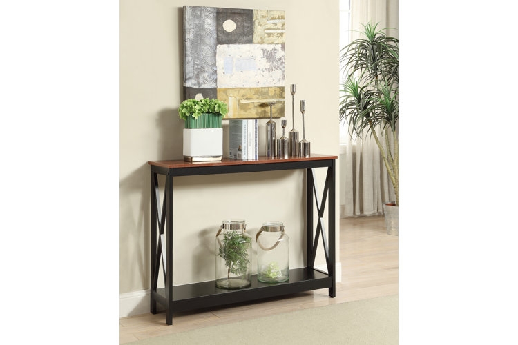 Console Table X-Frame Sides Two-Tone Finish Narrow Entryway Styling