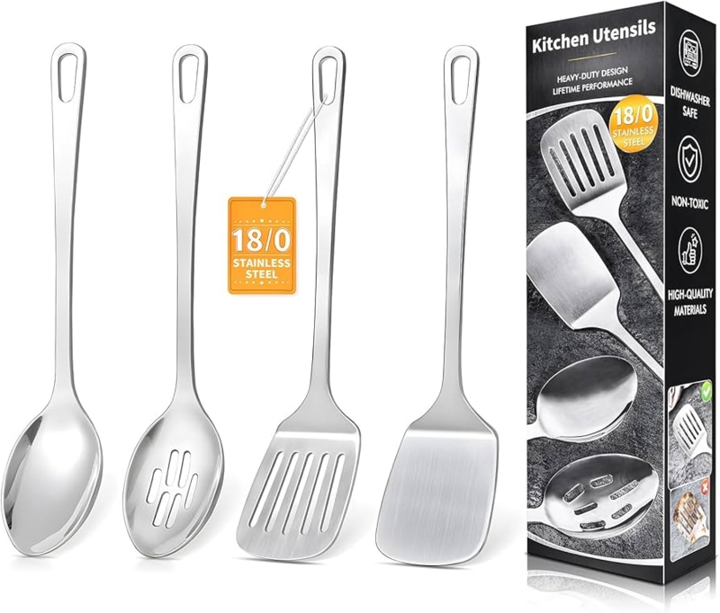 Cooking Utensil Set, 4-Piece Brushed Ergonomic