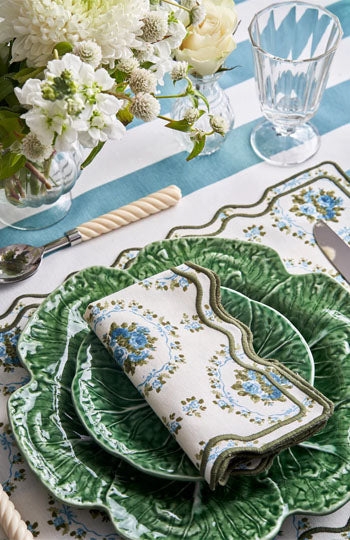 Cottagecore Garden Table Setting Cabbage Leaf Plates Scalloped Napkins