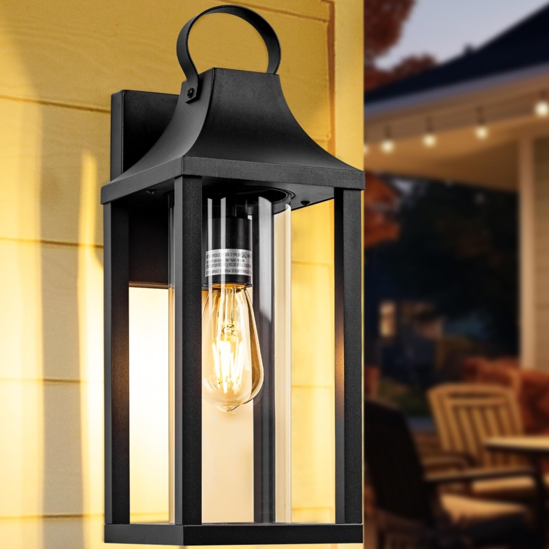 Cylindrical Glass Outdoor Wall Lantern with Loop Handle Detail
