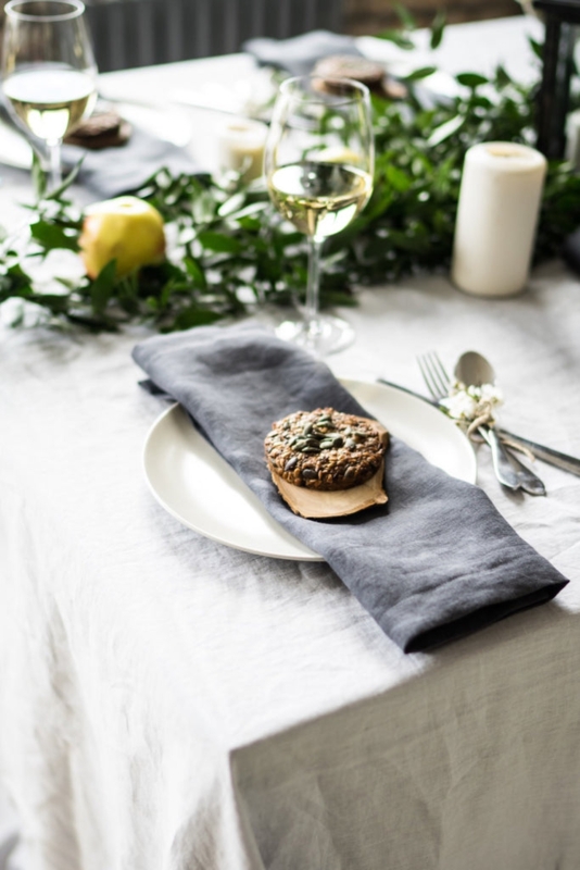 Dark Gray Linen Cloth Napkin for Rustic Modern Tonal Layering.