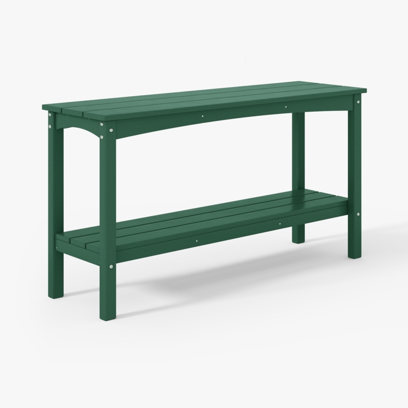 Dark Green Console Table Slatted Two Tier Patio Storage