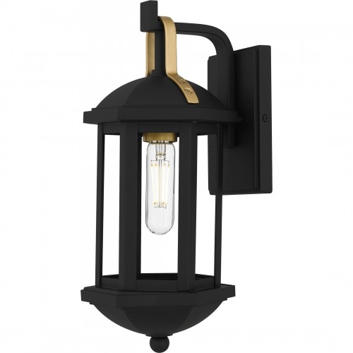 Decorative Brass Strap Accent Outdoor Wall Lantern Farmhouse