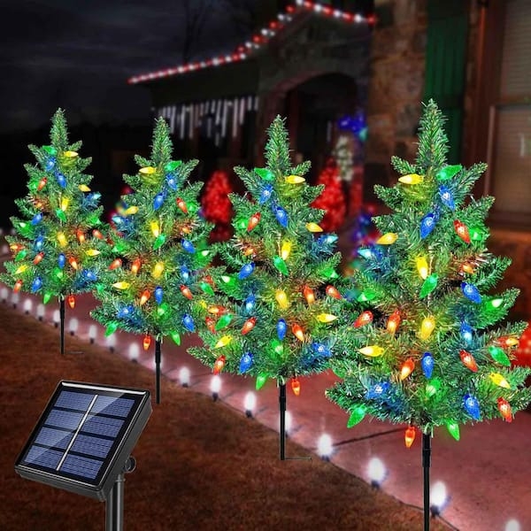 Decorative Garden Stakes Miniature Tree Shape Solar LED Festive