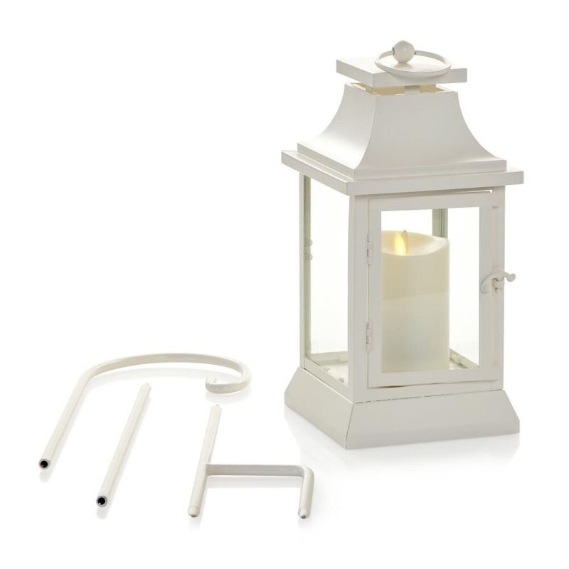 Decorative Lantern Matte White Integrated LED Pathway Stake Included