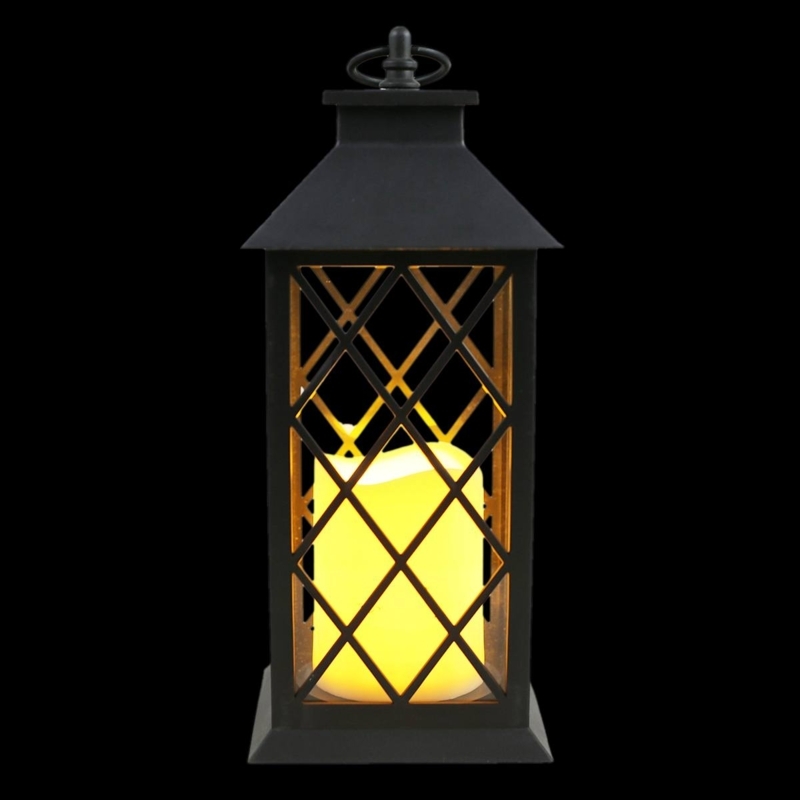 Decorative Lantern Tiered Roof Diamond Lattice Flameless Candle