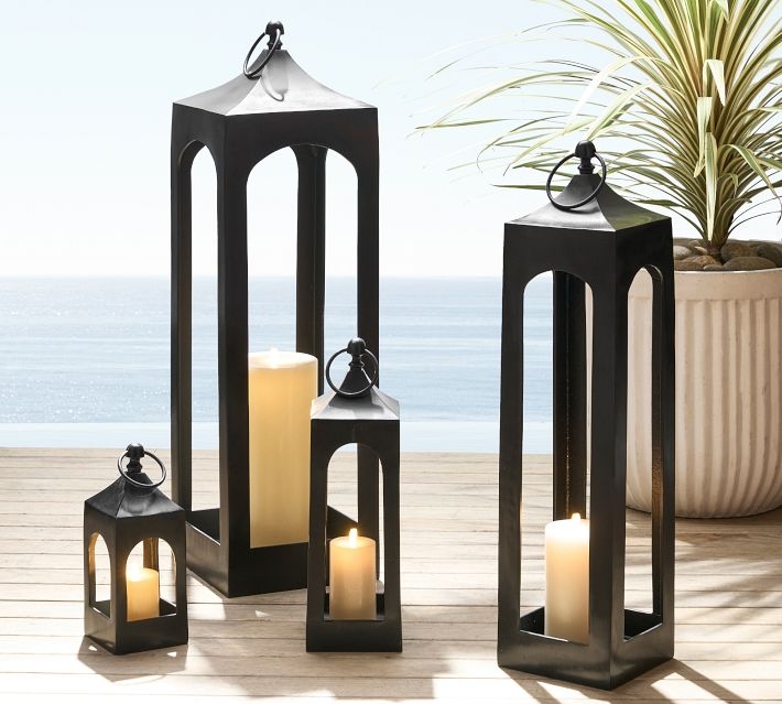 Decorative Lanterns Arched Silhouette Coastal Deck Decor Set