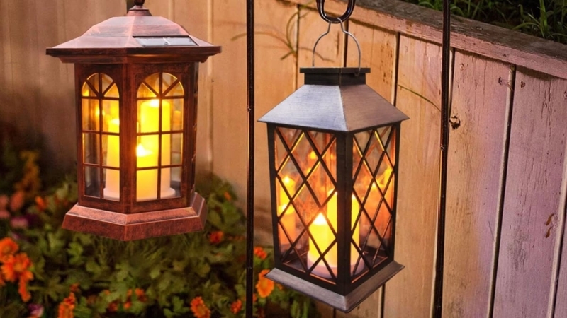 Decorative Outdoor Lantern Set Bronze Charcoal Dual Style LED
