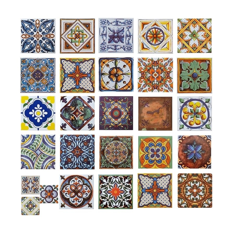 Decorative Tile Unique Patterns Vibrant Palette Glossy Geometric Mixed