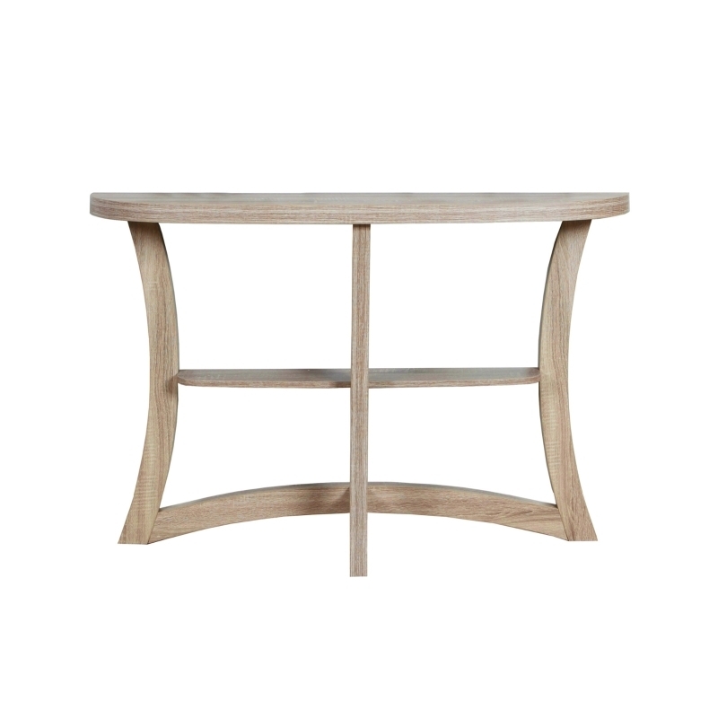Demilune Console Table Curved Flared Legs Wood Grain Finish Two Tier