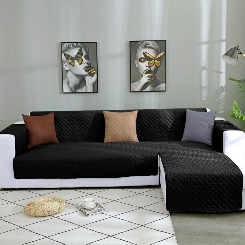 Diamond Quilted Sectional Slipcover L-Shaped Protector