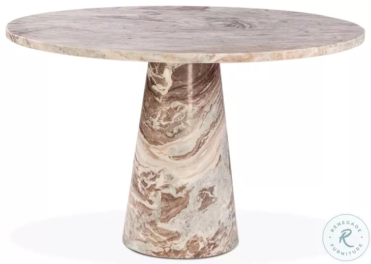 Dining Table, Conical Pedestal Brown Stone, Round Kitchen Table