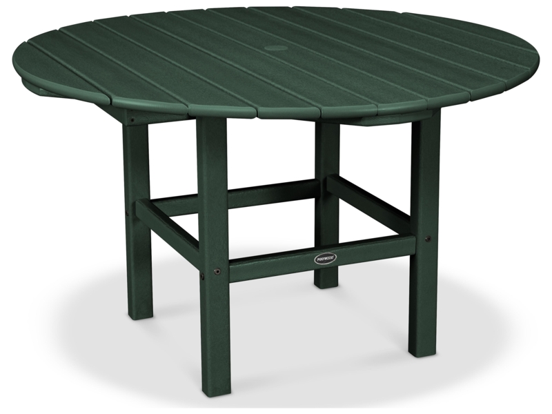 Dining Table, Forest Green Round Slatted Top Recycled Plastic for Garden