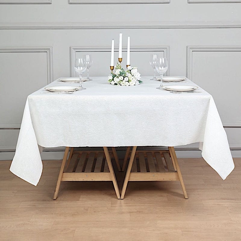 Disposable Square Tablecloth White Linen Like Feel Classic Elegant