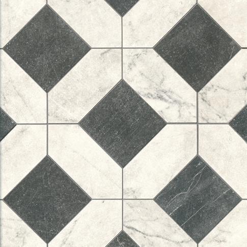 Distressed Charcoal Porcelain Mosaic Tile High Contrast Geometric