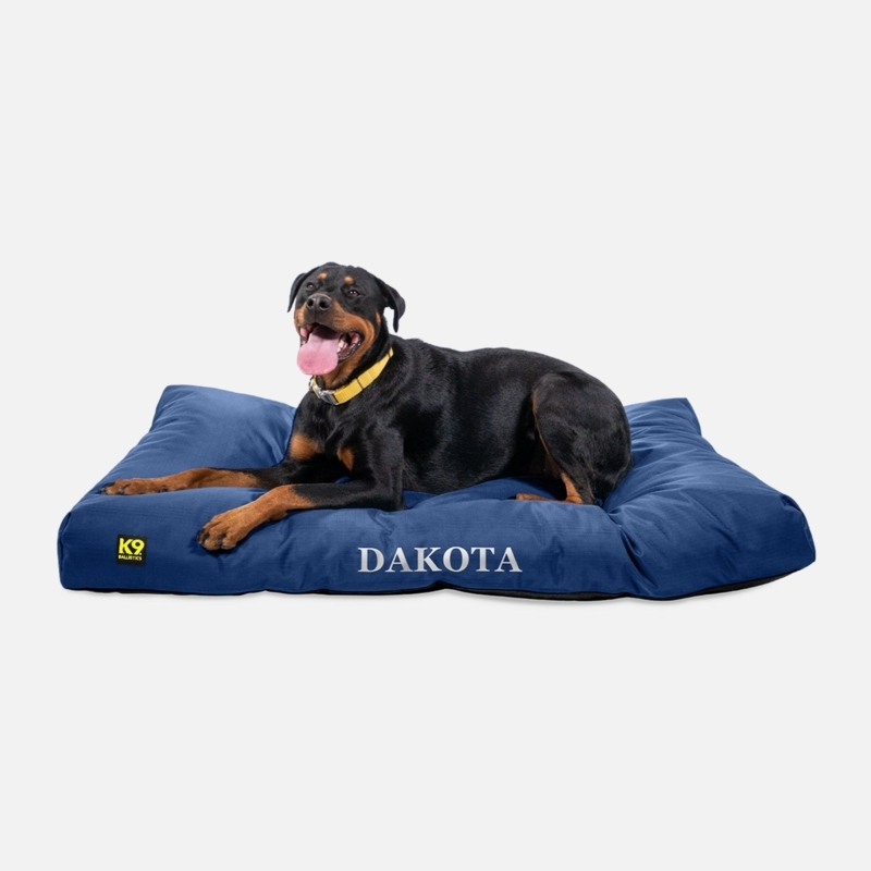 Dog Bed Personalized Navy Blue Ripstop Pillow Durable Pet Cushion