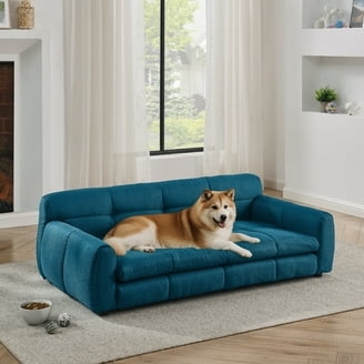 Dog Bed Vibrant Teal Quilted Surface Low Profile Lounger