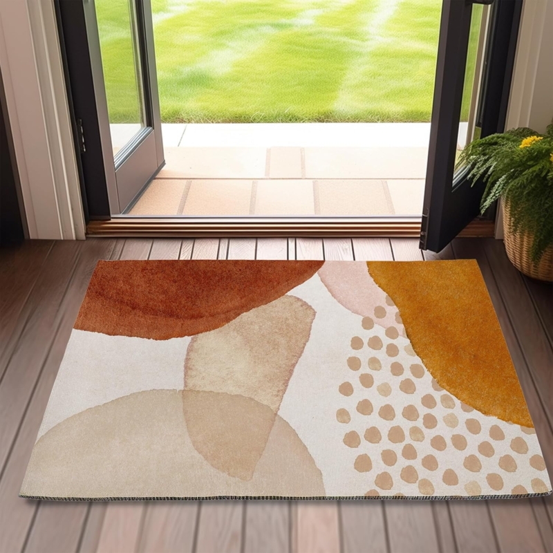 Door Mat Abstract Geometric Print Mid Century Modern Entryway Low Profile