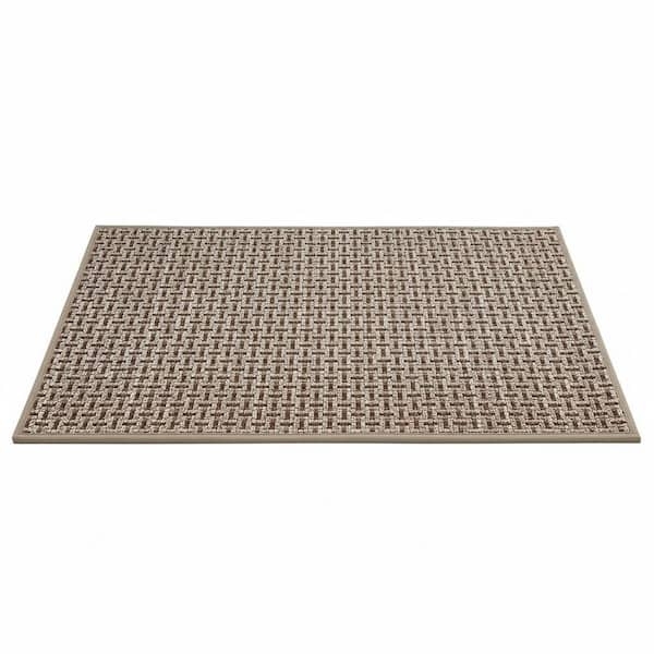 Door Mat Brown Basketweave Pattern Low Profile Woven Entry Rug Earthy