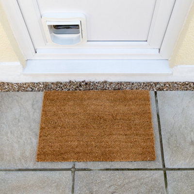Door Mat Brown Coir Coarse Fibrous Texture Heavy Duty Outdoor