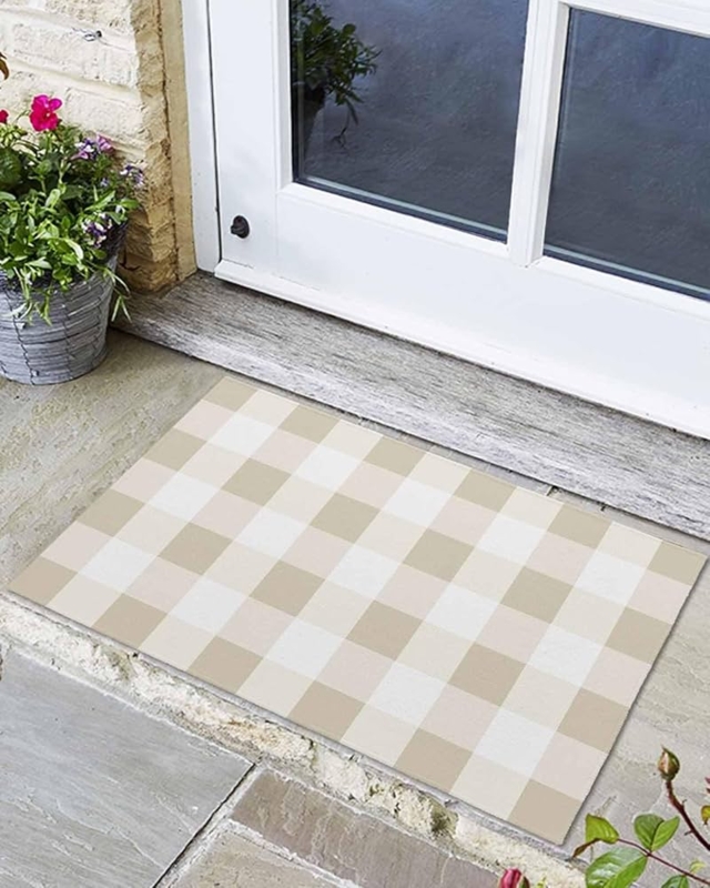 Door Mat Buffalo Check Low Profile Rectangular Plaid Pattern
