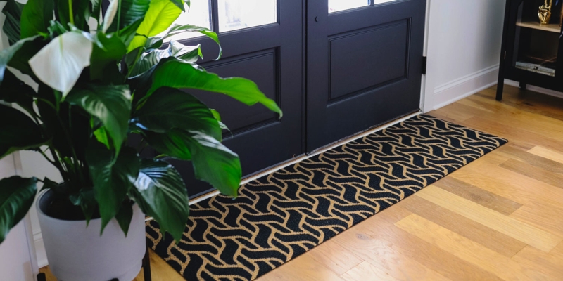 Door Mat Double Door Width Black And Tan Basketweave Extra Long