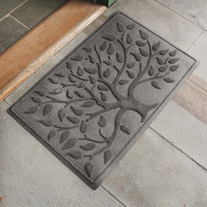 Door Mat Embossed Tree Of Life Motif Water-Trapping Border