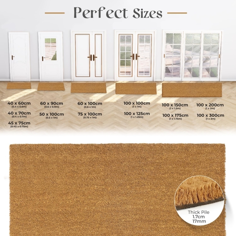 Door Mat Extra Thick Natural Coir Fibrous Texture Heavy Duty