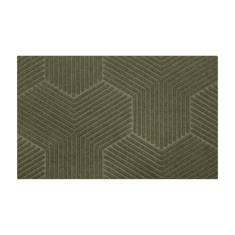 Door Mat Geometric Y Pattern Ribbed Olive Modern Green