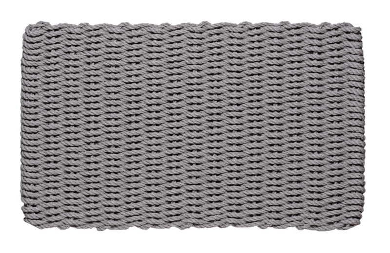 Door Mat Gray Woven Rope Braided Texture Scalloped Edge Rug
