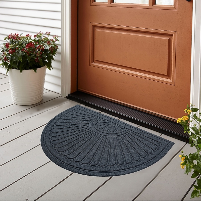 Door Mat Half Round Scalloped Texture Scraper Surface Traditional Entryway