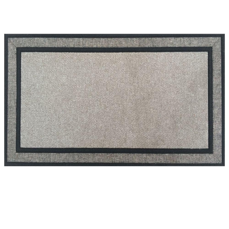 Door Mat Heathered Gray Woven Look Double Black Border Entry