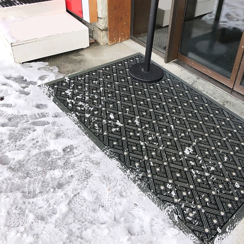 Door Mat Lattice Pattern Black Rubber Heavy Duty