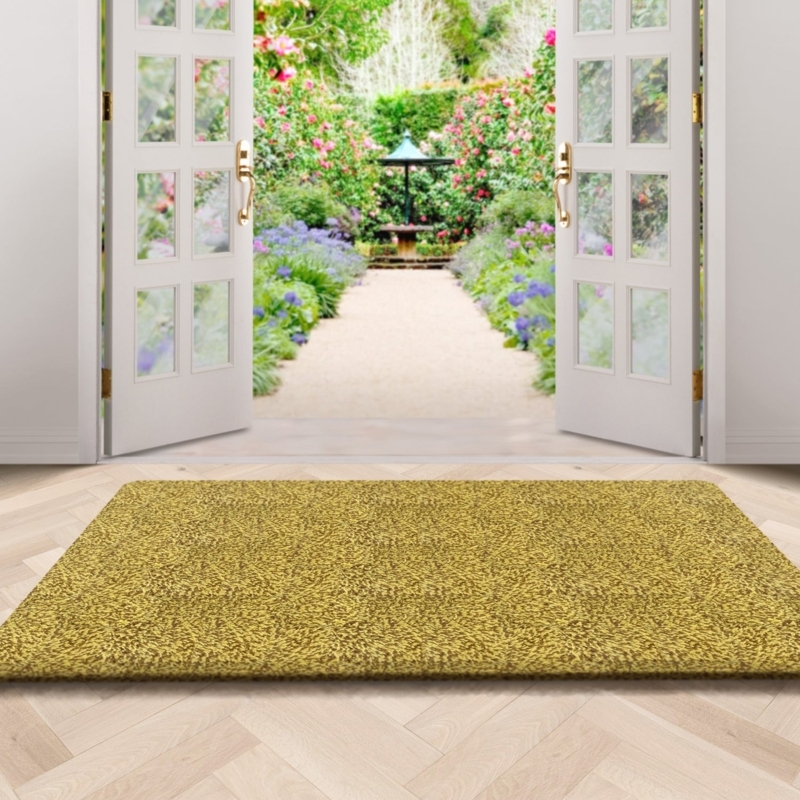 Door Mat Mustard Yellow Entryway Mottled Texture Extra Wide