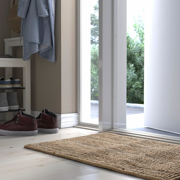 Door Mat Natural Fiber Entryway Heavy Woven Texture Braided Edges