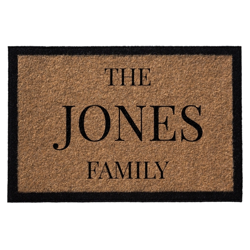 Door Mat Personalized Family Name Mat with Bold Black Border