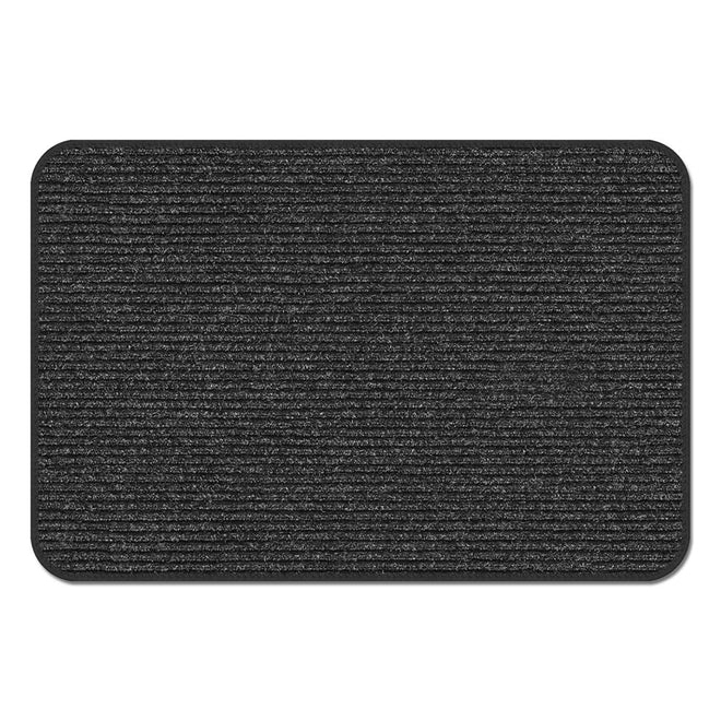 Door Mat Rounded Corners Ribbed Surface Heavy Duty Charcoal