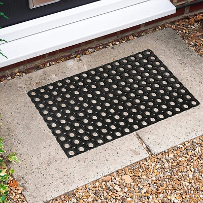 Door Mat Rubber Circular Pattern Perforated Drainage Outdoor Porch