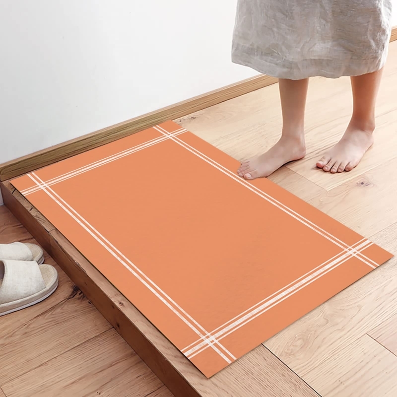 Door Mat White Border Lines Low Profile Minimalist Mat With Border