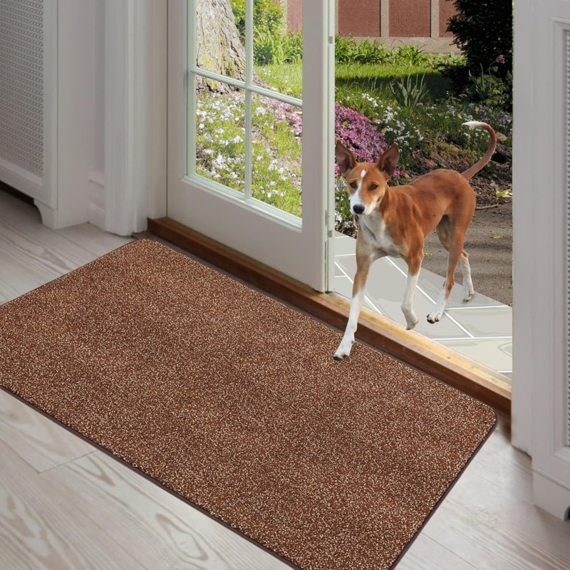 Doormat Absorbent Speckled Brown Camel Low Profile