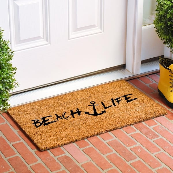Doormat Anchor Graphic Beach Life Text Coir Texture Coastal Nautical