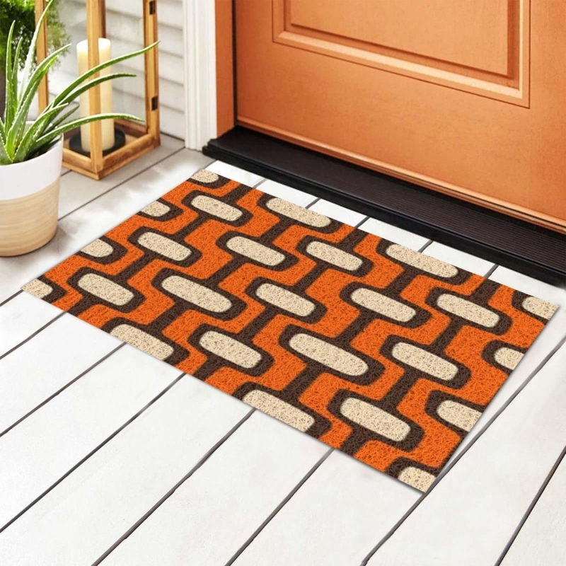 Doormat Atomic Pattern Burnt Orange Retro Atomic Pattern Mat